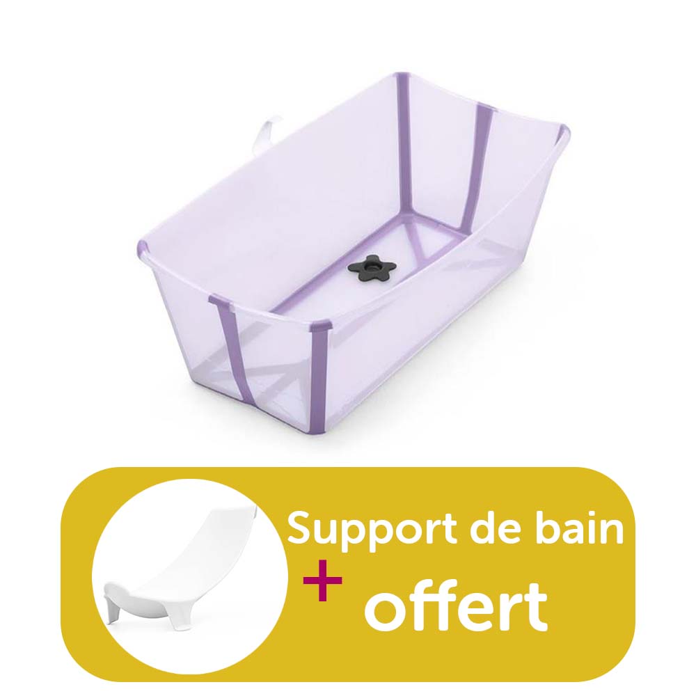 Stokke - Baignoire Flexi Bath Transparent Lavande achetée = support de bain offert  Stokke
