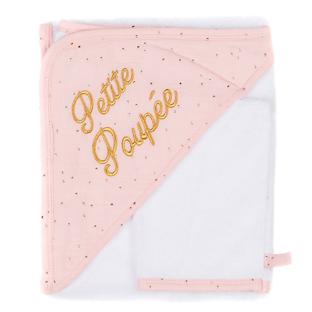 Cape de bain Petite Poupée + gant ROSE BB&Co