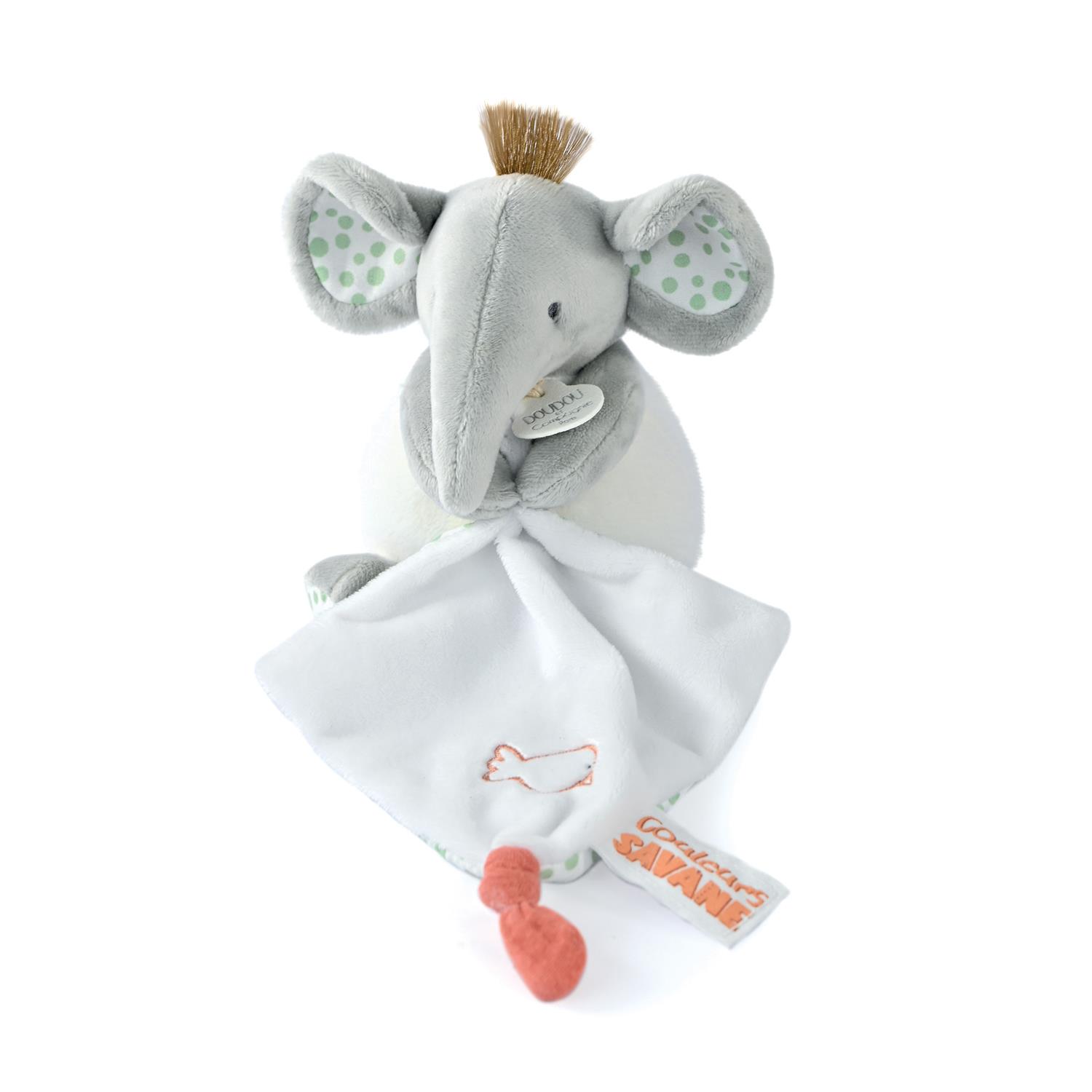 Doudou & Compagnie - Doudou Elephant avec mouchoir GRIS Doudou & Compagnie