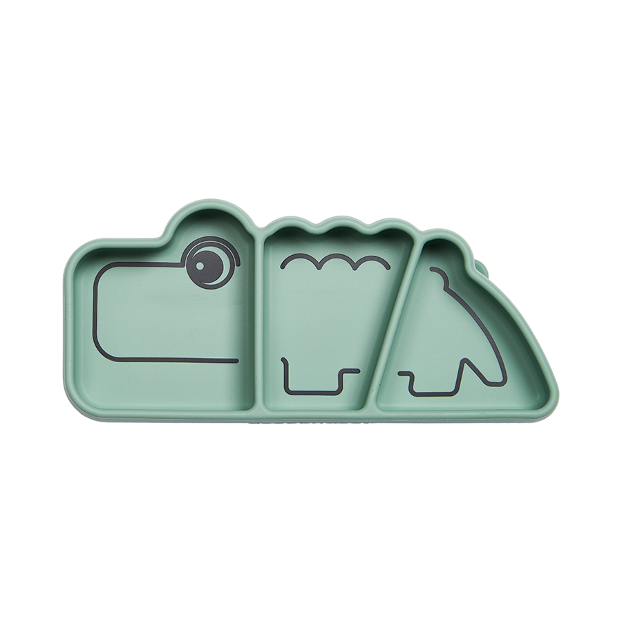 DONE BY DEER - Assiette à goûter antidérapante silicone Croco VERT Done by Deer