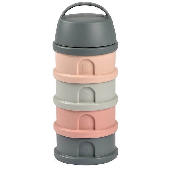 Béaba Boîte doseuse pour lait en poudre 4 compartiments Mineral grey/pink 