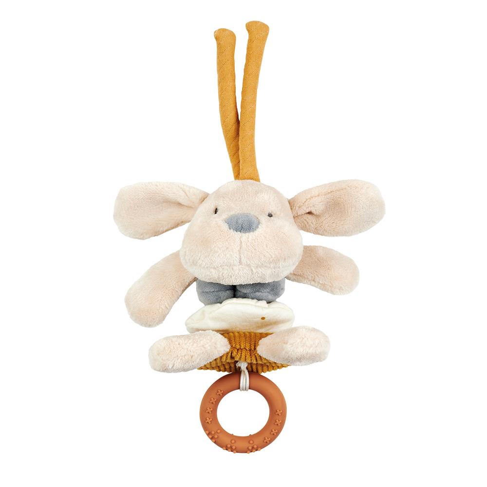 Charlie Peluche chien vibrato avec anneau BEIGE Nattou