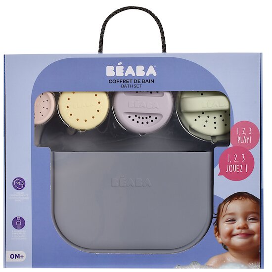 Béaba Coffret Panier Galet et Jouets de bain silicone Galet / Pebble  Béaba Coffret Panier Galet et Jouets de bain silicone Galet / Pebble