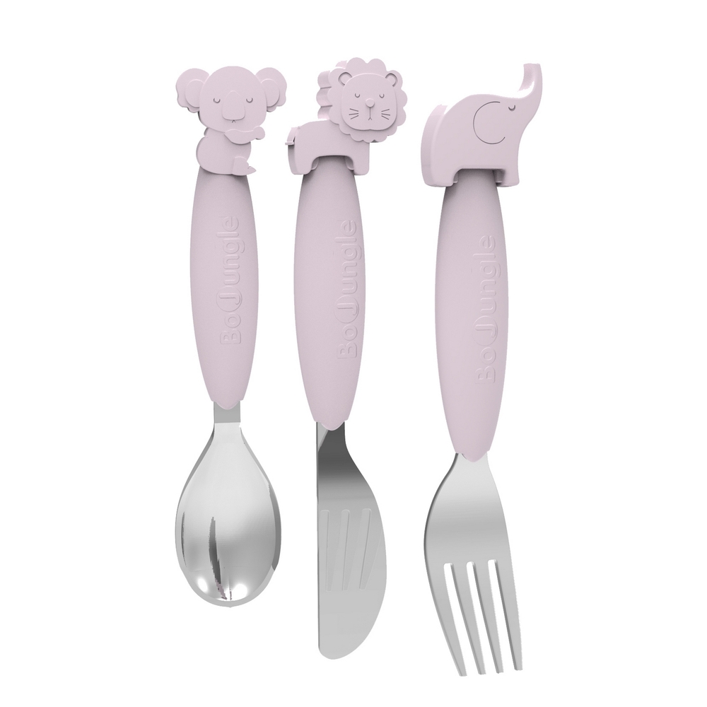 Cuillère/Fourchette/Couteau Silicone ROSE Bo Jungle
