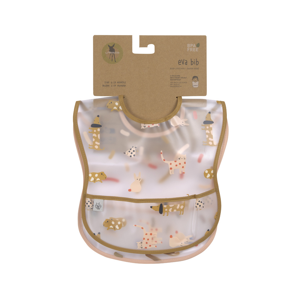Lässig - Lot de 2 bavoirs avec poche EVA Little Mateys ORANGE Lässig