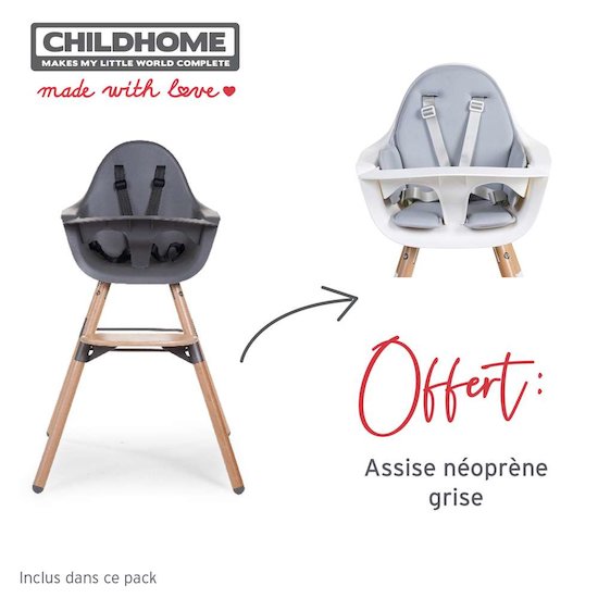 Childhome Chaise haute Evolu 2 avec assise grise offerte anthracite 