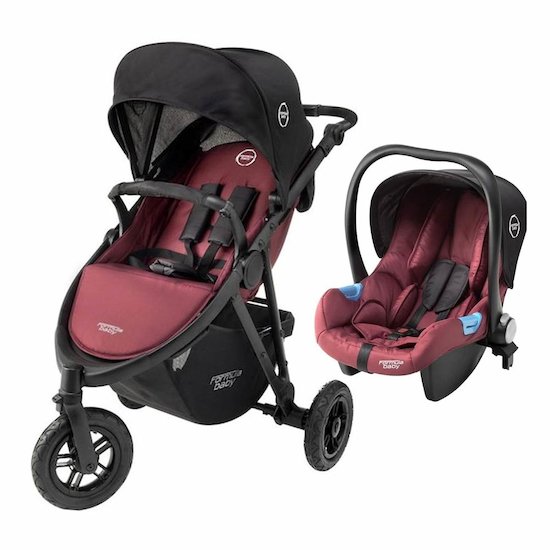 Poussette Bébé Combinée Trio Pack 3 en 1 Rose Chassis Haut a Absorption de  Chocs Pliable Siege Auto Réversible Roues Increvables