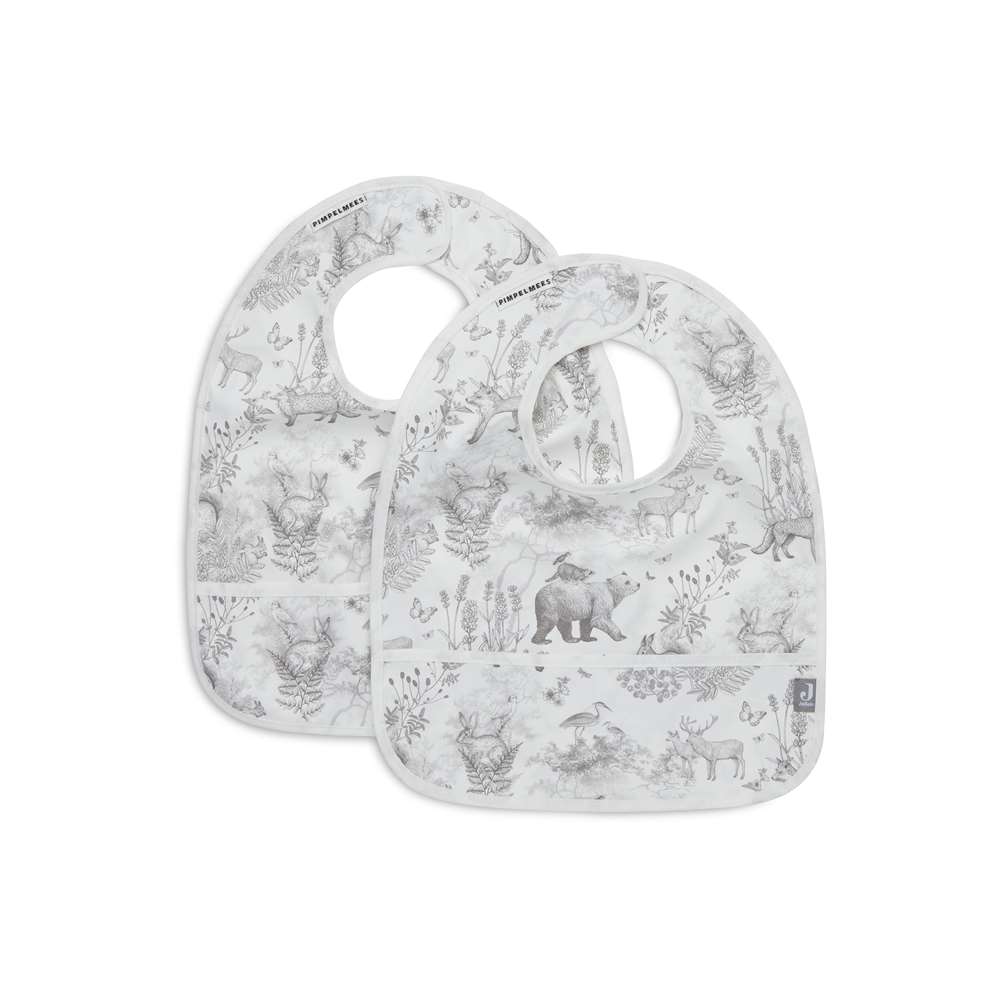 2 bavoirs imperméables Pimpelmees Forest Animals BLANC Jollein
