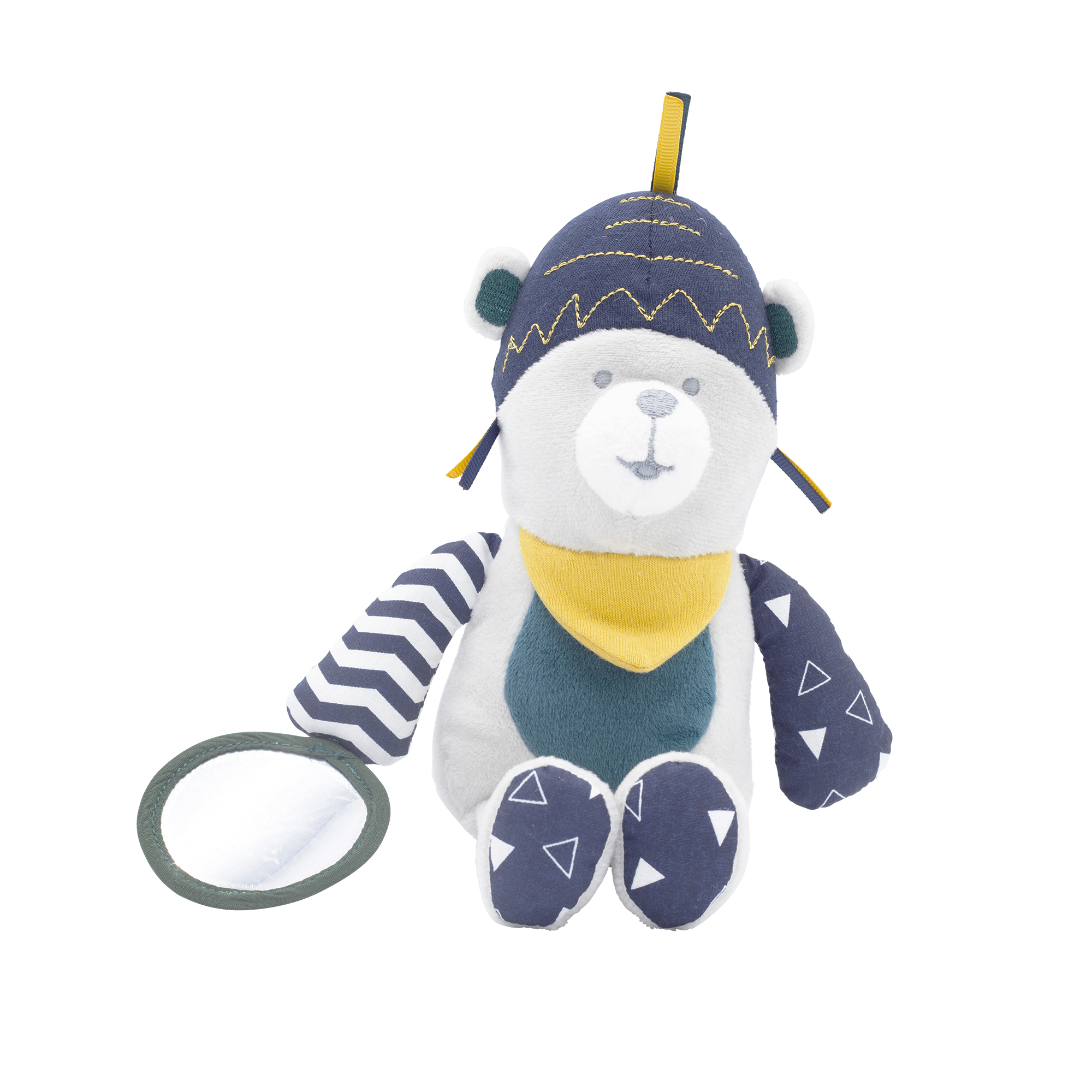Trois Kilos Sept - Peluche Ours avec miroir Lama M'Ours BLEU Trois Kilos Sept