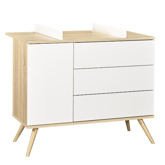 Sauthon Commode porte + 3 tiroirs Seventies Blanc  Sauthon Commode porte + 3 tiroirs Seventies Blanc
