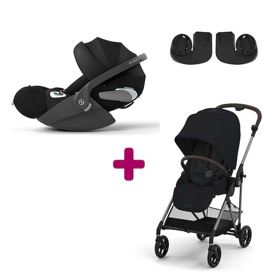 Cybex Pack Poussette Duo Melio 4 Magic Black + adaptateurs + Coque Cloud T i-Size Sepia Black  