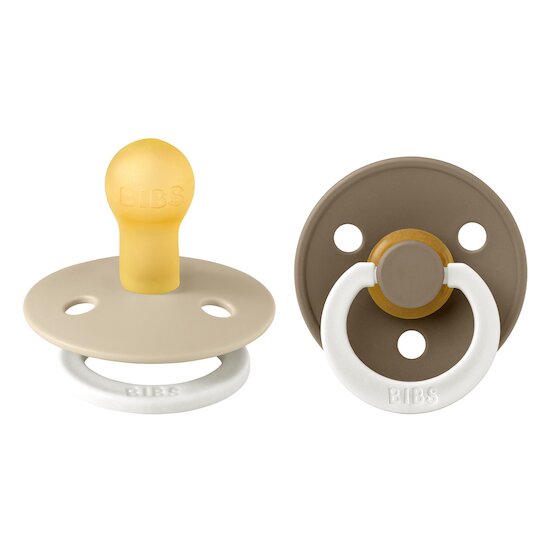 BIBS Tétines Colour 2 Pack Caoutchouc naturel Vanilla Glow/Dark Oak Glow 