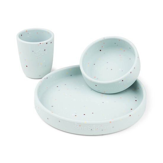 Done by Deer Coffret repas en silicone Confetti Bleu 