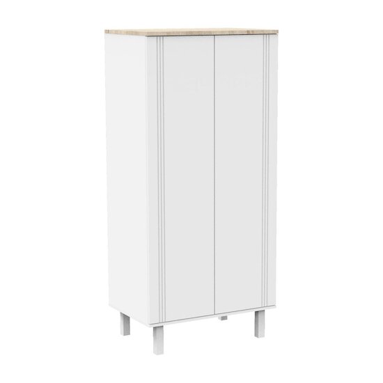 Sauthon Armoire 2 portes Eléonore Blanc - Chêne Doré 