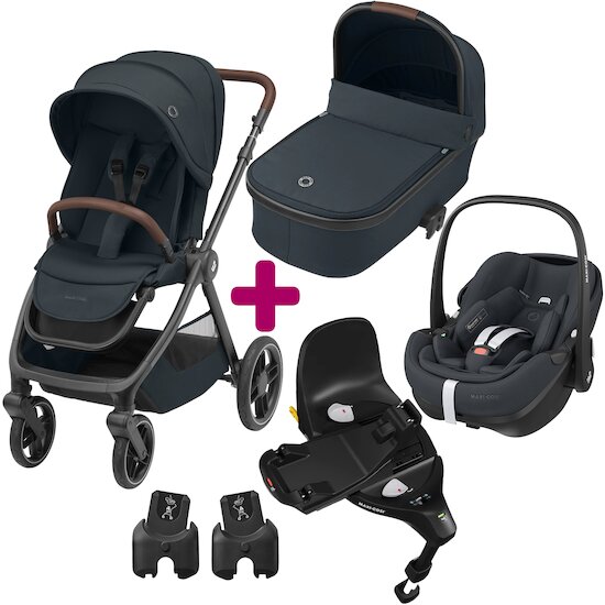 Maxi Cosi Pack poussette trio Oxford + nacelle Oria + coque Pebble 360 Essential Graphite + base familyfix 360 pro  