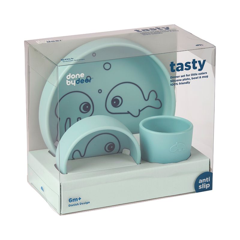 DONE BY DEER - Coffret repas silicone Sea friends BLEU Done by Deer