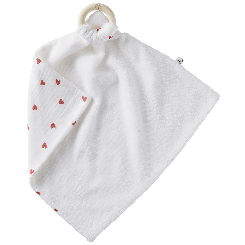 Doudou avec anneau dentition rose blush ROUGE BB&Co