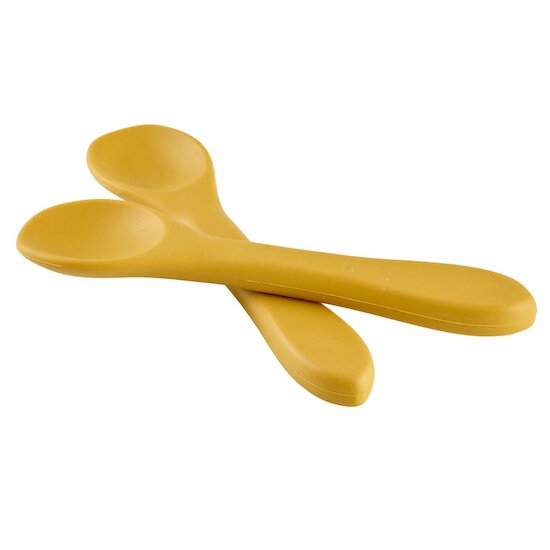Thermobaby Lot de 2 cuillères silicone Jaune Miel   Thermobaby Lot de 2 cuillères silicone Jaune Miel