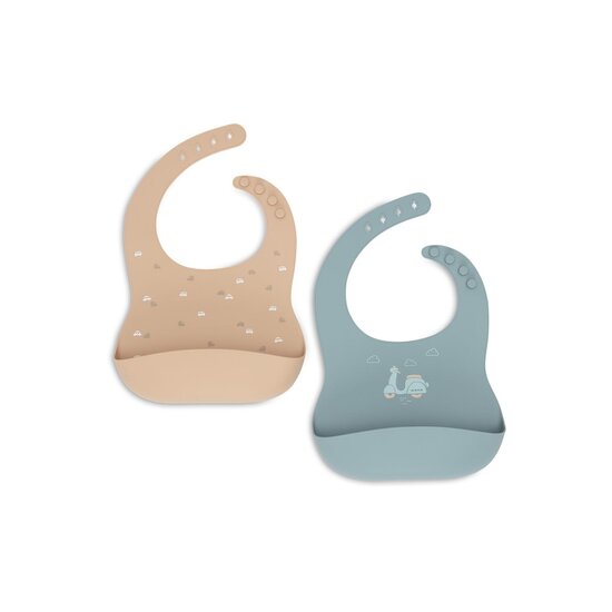 Jollein Lot de 2 Bavoirs Silicone On The Go Multicolore 