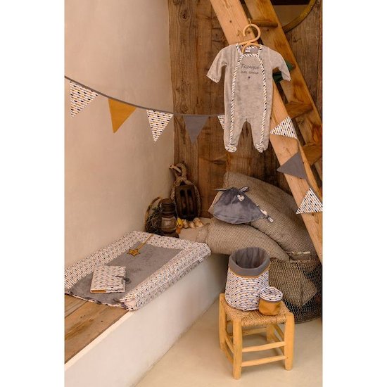 BB&Co Housse de matelas à langer Gris/Blanc/Camel 60x80 cm BB&Co Housse de matelas à langer Gris/Blanc/Camel 60x80 cm