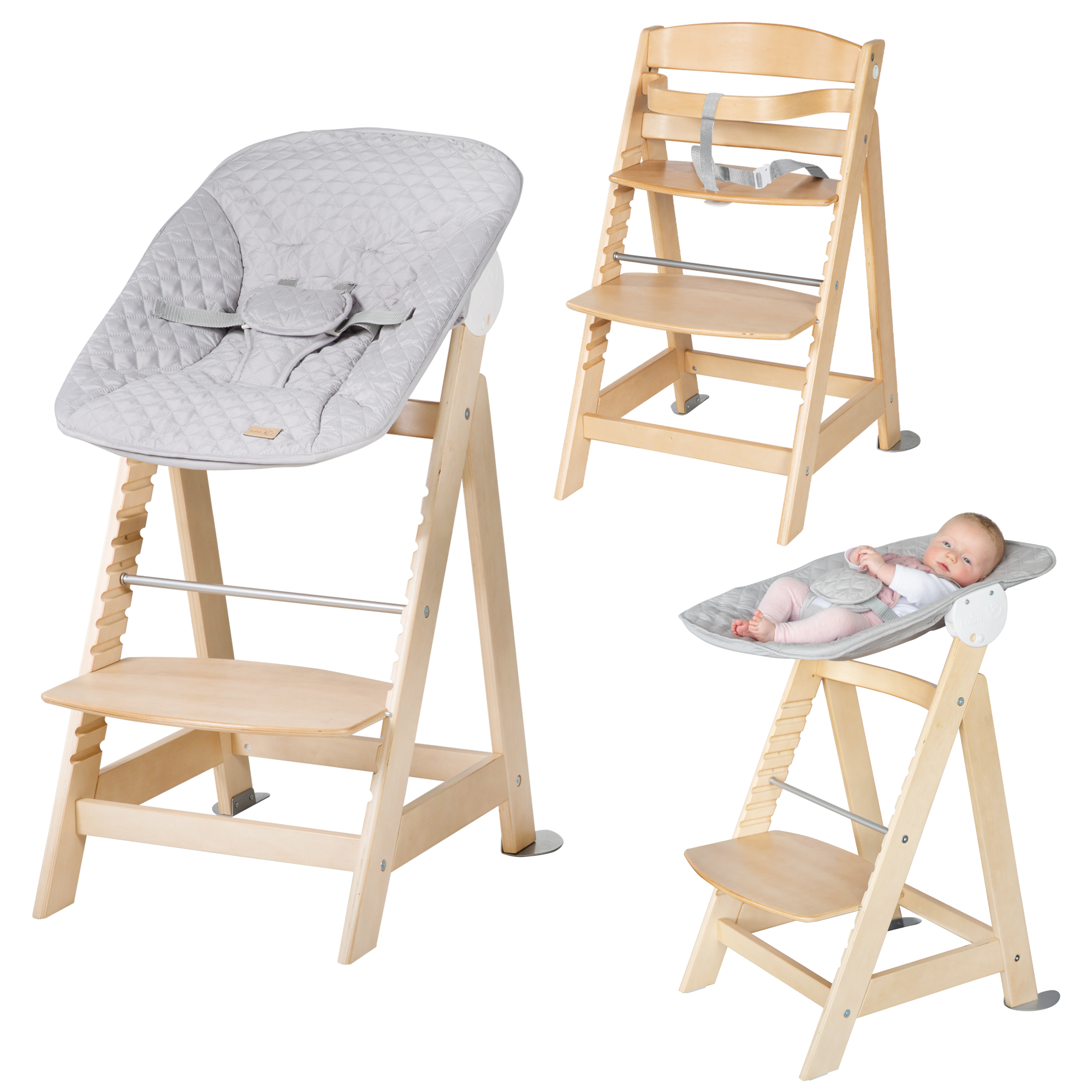 Roba - Chaise haute évolutive Born Up Set 2 en 1 naissance BEIGE Roba