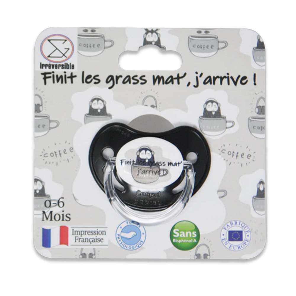 Sucette d'annonce physiologique - Fini les grass mat j’arrive ! NOIR Irréversible Bijoux