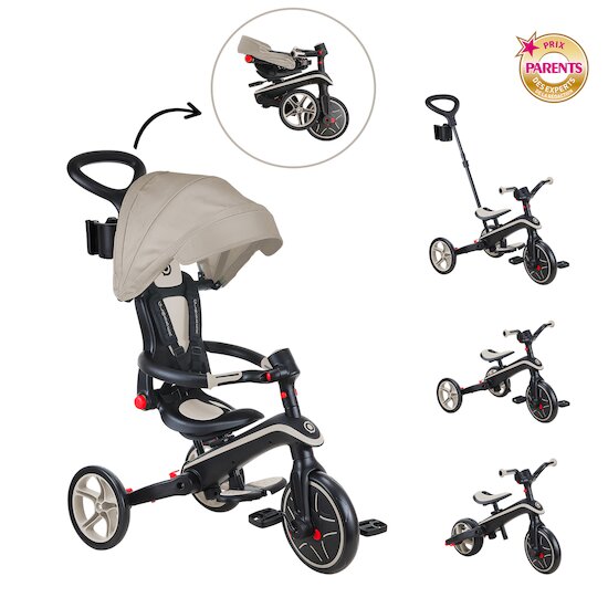 Globber Tricycle explorer pliable 4 en 1 Taupe 