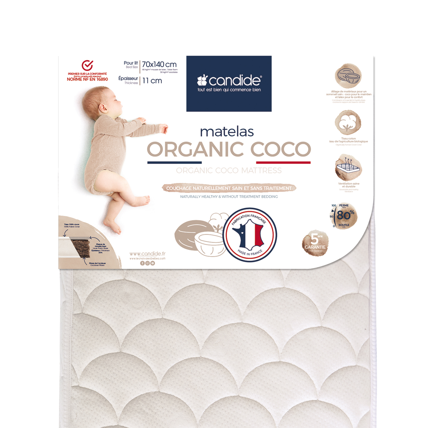 Matelas Organic Coco BEIGE Candide