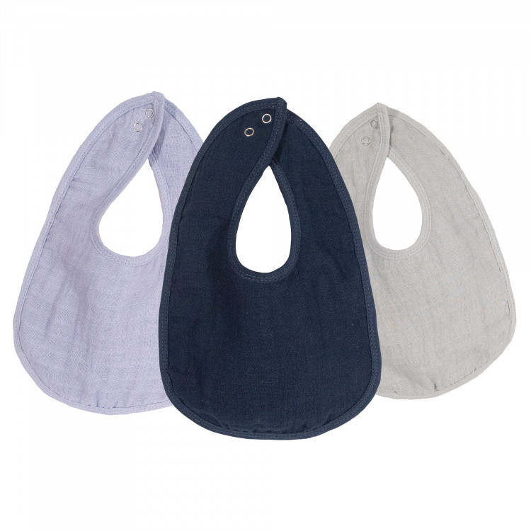 Trois Kilos Sept - Lot de 3 bavoirs Naissance BLEU Trois Kilos Sept