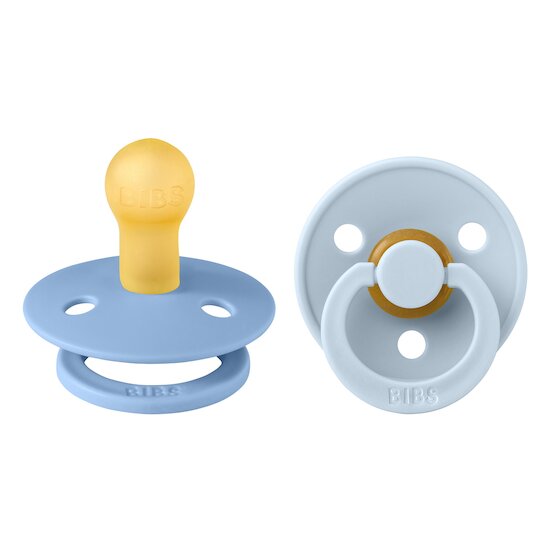 BIBS Tétines Colour 2 Pack Caoutchouc naturel Sky Blue/Baby Blue 0-6 mois