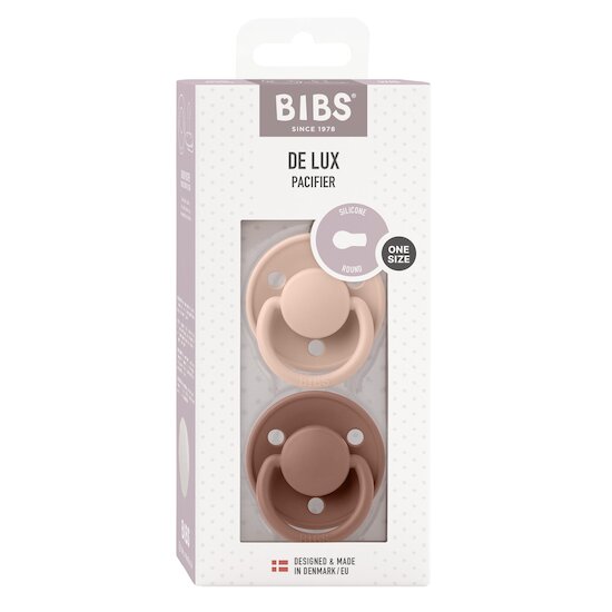 BIBS Tétines De Lux 2 Pack Silicone Woodchuck/Blush 