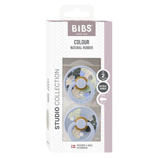 BIBS Tétines Studio Colour 2 Pack Caoutchouc naturel Dusty Blue/Dusty Blue 