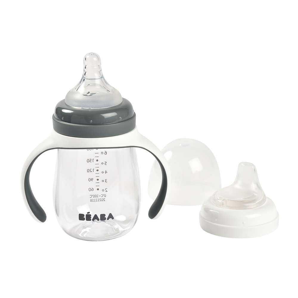 Beaba - Biberon d'apprentissage 2 en 1 GRIS Béaba