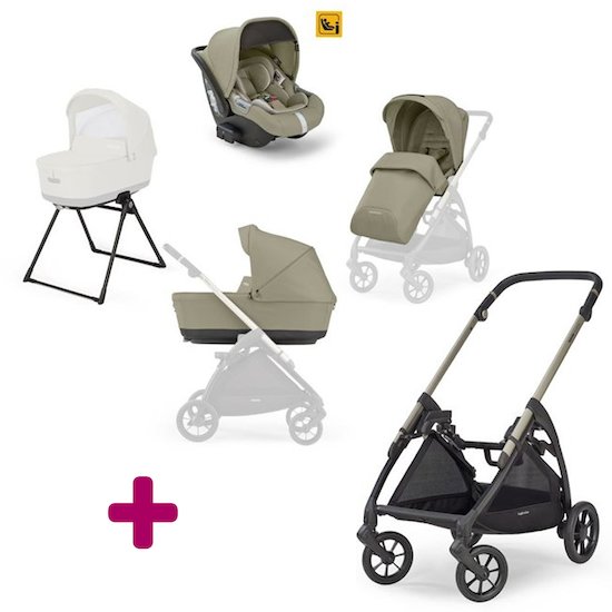 Inglesina Pack poussette trio Electa + coque Darwin + nacelle + couvre-jambe + support Nolita beige  