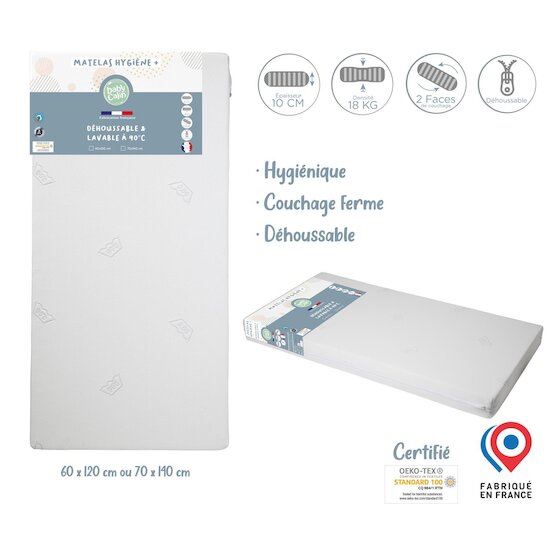 BabyCalin Matelas Lit Hygiène +  Blanc  BabyCalin Matelas Lit Hygiène +  Blanc