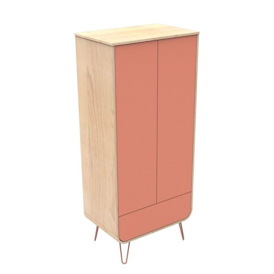 Sauthon Original Armoire pieds fil Galopin Hêtre Vernis - Corail 