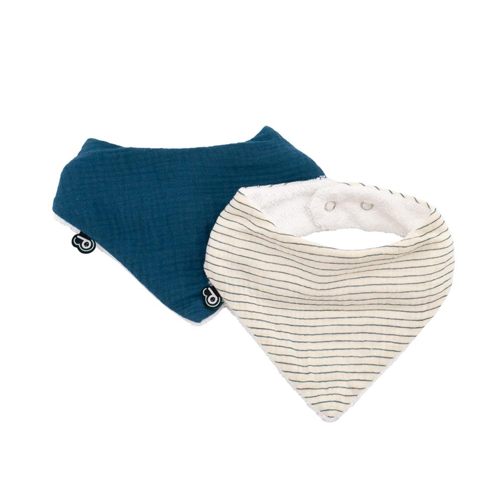 Domiva - Lot de 2 bavoirs bandana mousseline BLEU Domiva