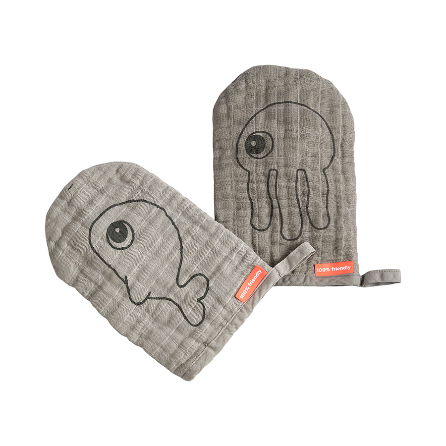 Gant de toilette Sea friends set de 2 GRIS Done by Deer