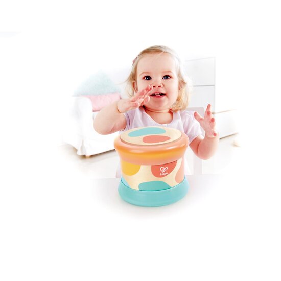 Hape Tambour de bébé Corail et turquoise  Hape Tambour de bébé Corail et turquoise