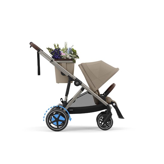 Cybex Poussette évolutive eGazelle + Panier chocolate Chassis Taupe / Siège Almond Beige   Cybex Poussette évolutive eGazelle + Panier chocolate Chassis Taupe / Siège Almond Beige