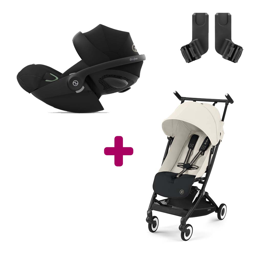Cybex - Pack Poussette Duo Libelle Candy Pink + adaptateurs + Coque Cloud G i-Size Moon Black  Cybex