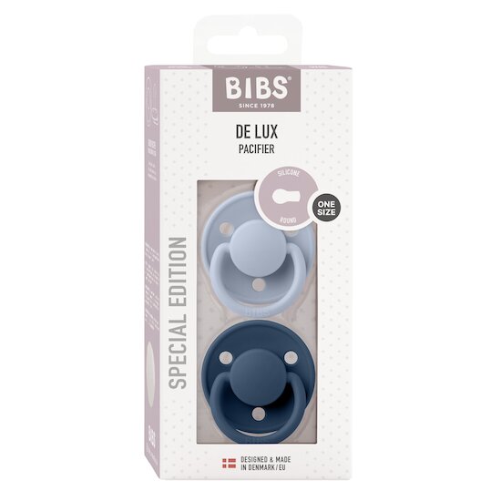BIBS Tétines De Lux 2 Pack Silicone Dusty Blue/Steel Blue 