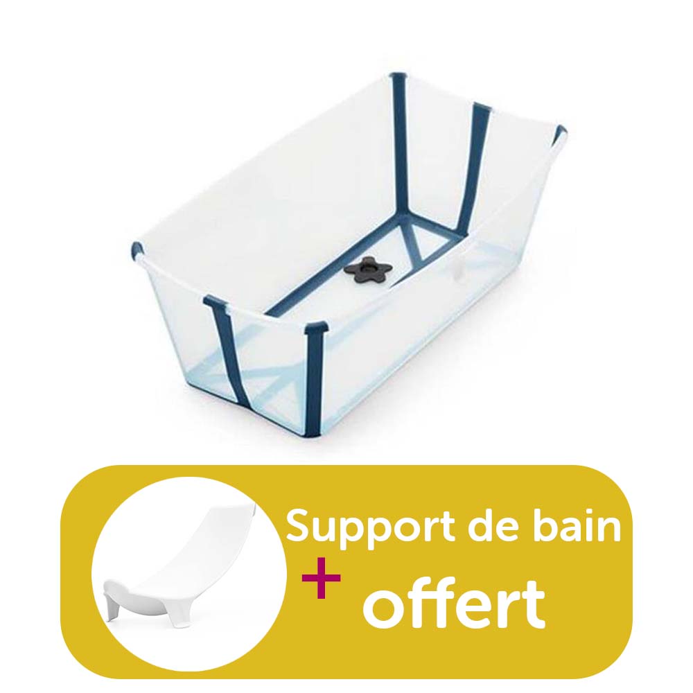 Stokke - Baignoire Flexi Bath Transparent Bleu achetée = support de bain offert  Stokke