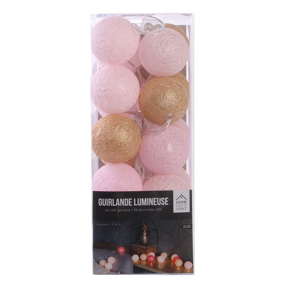 Guirlande boule 20 LED ROSE Hello Kids