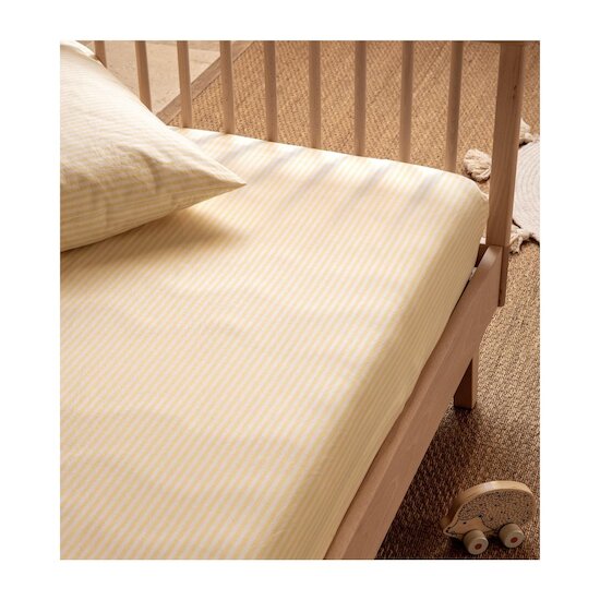 Kadolis Drap housse Percale de Coton Bio adulte Rayé Tournesol 