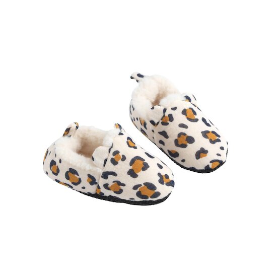 Sauthon Chaussons Léopard Ecru/Noir/Caramel  Sauthon Chaussons Léopard Ecru/Noir/Caramel