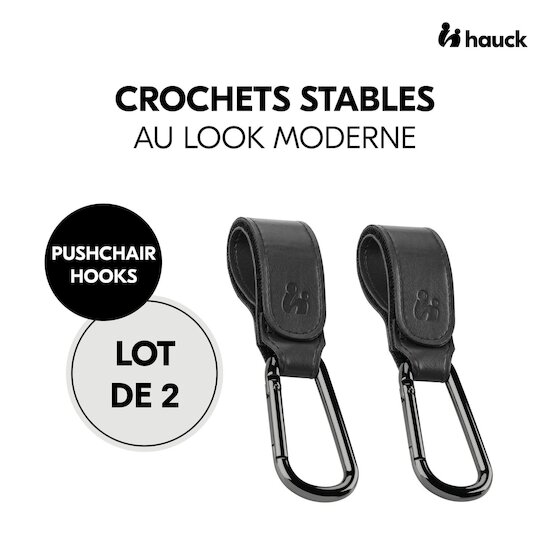 Hauck Crochets pour poussette Pushchair Hooks Black  Hauck Crochets pour poussette Pushchair Hooks Black
