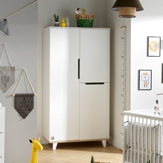 Sauthon Armoire Baltic 3 portes Blanc - Chêne Doré  Sauthon Armoire Baltic 3 portes Blanc - Chêne Doré