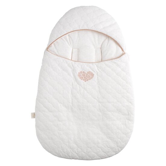 Sauthon Nid d'ange 5 attaches Petit Coeur Beige Chiné/Rose Poudré 0-6 mois