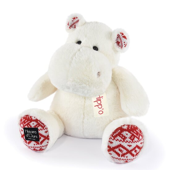 Histoire d'Ours Hippopotame Blanc Noël 40 cm